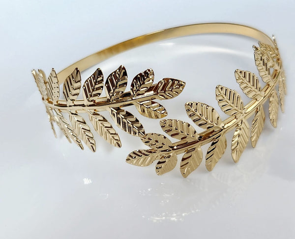 Elegant Leaf gold Tone arm cuff for women