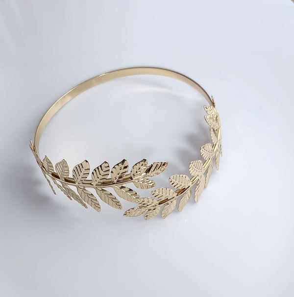 Elegant Leaf gold Tone arm cuff for women