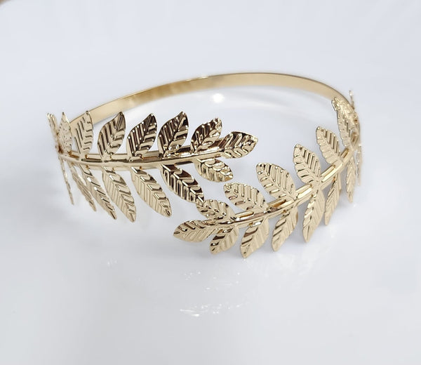 Elegant Leaf gold Tone arm cuff for women