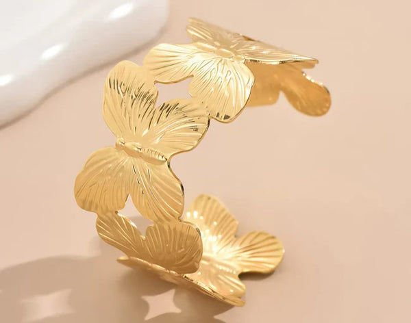 Butterfly Handcuff Gold tone Bracelet for Women