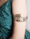Elegant Leaf gold Tone arm cuff for women